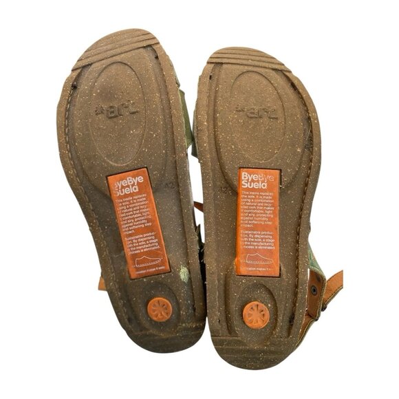 Art Company Shoes Sandals 42 Green Leather Strappy Comfort Flats Spain US 11 - Picture 7 of 7